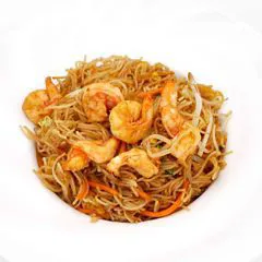 Spaghetti di riso con gamberi